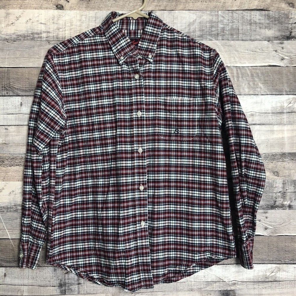 Roper Button Shirt Boys M Blue/Red Plaid Long Sleeve Rodeo Western Cowboy Youth